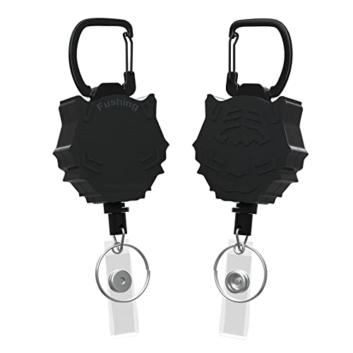 Fushing Einziehbarer Schlüsselanhänger, strapazierfähig: Einziehbarer Ausweishalter, Schlüsselrolle - 2er-Pack Karabiner-Ausweisrolle mit 78 cm starker einziehbarer Schnur Cover