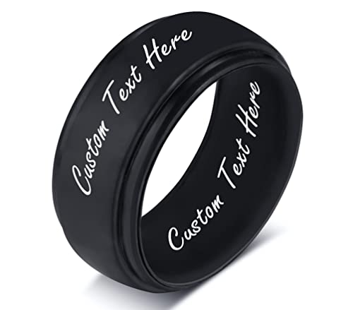 Personalized Engraving Silicone Rings for Men Women 8MM Breathable Rubber Step Edge Comfort Fit Inspirational Rings Wedding Band,Graduation Gift for Son Daughter,Size 6-12