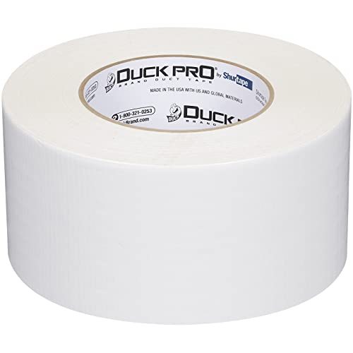 Image of Duck Pro by Shurtape Professional Grade, Industrial Colored Cloth Duct Tape for Industrial Color-Coding, HVAC and Automotive, 72mm x 60yd, 10.0 mil, White, 1 Roll (105514)