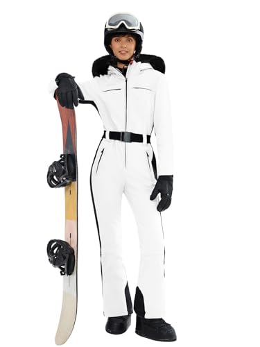 Yousify Womens Ski Suit One Piece Snowsuit Onesie Waterproof Windproof Ski Jacket Snowboard Sports Slim Jumpsuits Outerwear