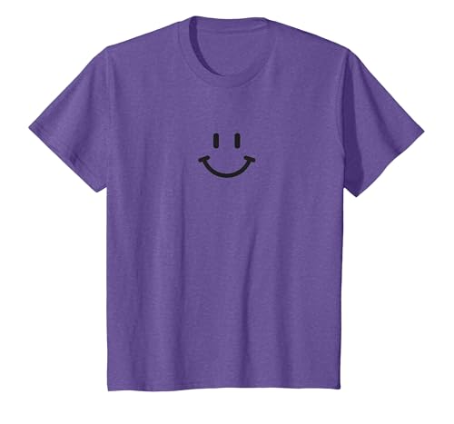 Image of Classic Smile Face Icon Retro Minimalist T-Shirt, Youth, Purple Heather, Medium