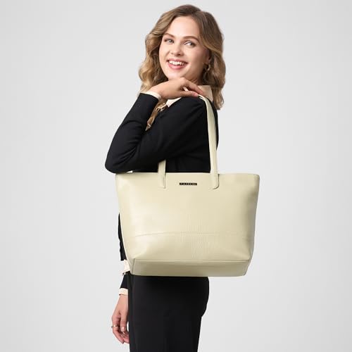Image of Caprese Texas 15.6 Inch Laptop Compatible Large Tote Bag for Women | Stylish, Durable, and Spacious with Multiple Compartments, Back Zipper Pocket for Work, Travel, and Everyday Use
