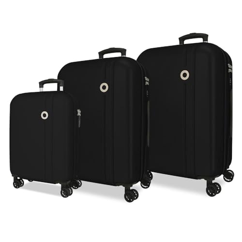 Set de valises noir Roll Road Menorca rigide en ABS de 188L extensible pour toute la famille
