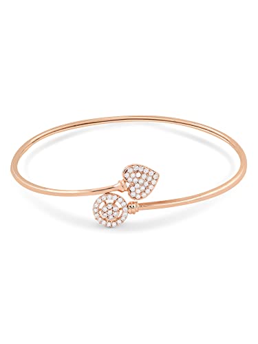 Image of ZAVERI PEARLS Rose Gold Cubic Zirconia Contemporary Heart Bangle Style Kada Bracelet For Women-ZPFK10703