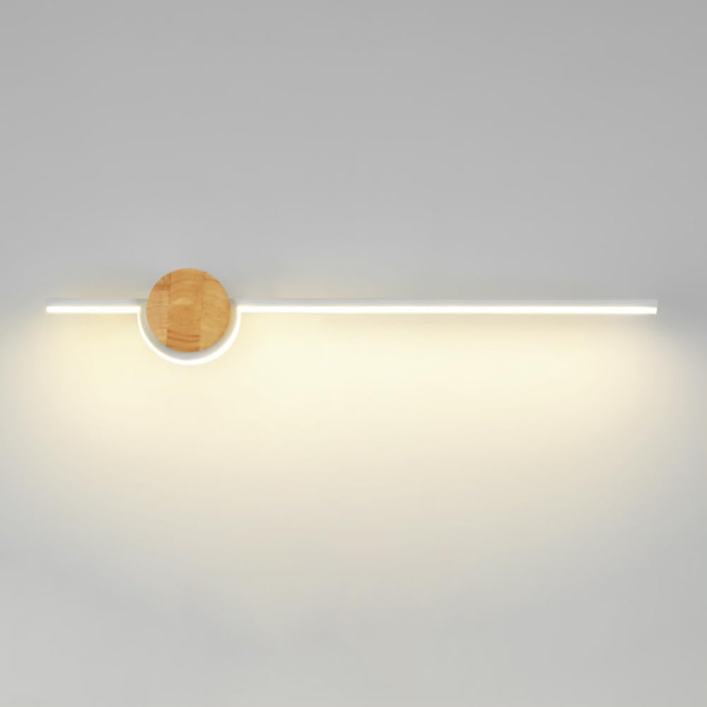 Luz de pared LED moderna en acabado blanco y madera noble con diseño arquitectónico