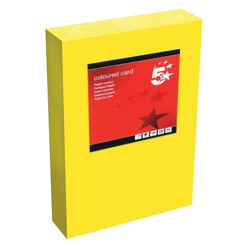 5 Star Office 938091 160 GSM A4 Tinted Card - Yellow (Pack of 250)