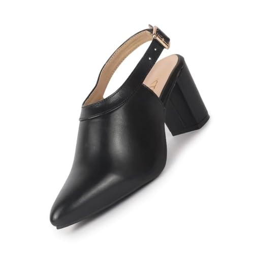Image of FAUSTO Women Pointed Toe Block Heel Adjustable Backstrap Shoe Style Sandals | Soft Padded Insole | Semi Formal Outfit Sandals