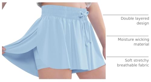 Image of EXARUS Girls Butterfly Shorts Athletic Flowy Cheer Dance Skorts Teen