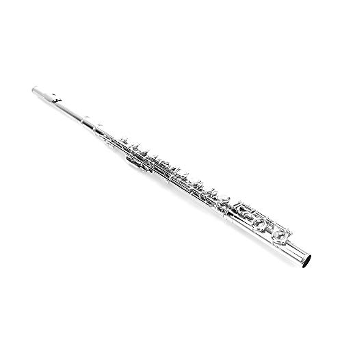 Closed Hole Flute,C Flute,Nickel Plated Beginner Flute Concert Band With E Key With Case, Cleaning Kit,Musical Instrument For Kids, Nickel Student Flute (Silver B) #TOP2