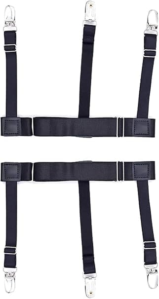 Hemira Shirt Stays for Men & Women – Adjustable Elastic Shirt Stay Garter Belt with Non-Slip Metal Clips, Shirt Tucker Suspenders Holder for Formal, Military & Office Wear 1