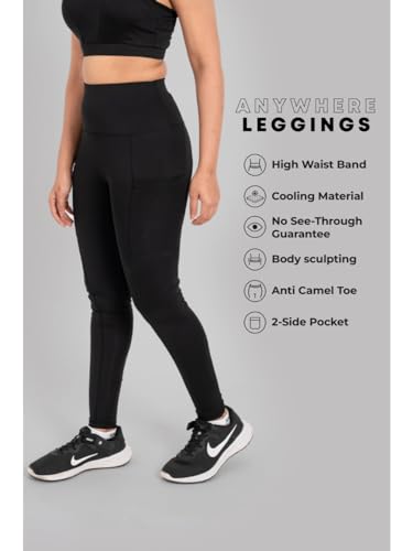 Image of High Waisted Leggings for Women with Side Pockets, Squat-proof, Gym Legging, Bottom Sportswear for Girls & Women, Medium Compression, Stretchable Tight with Premium Fabric