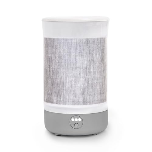 Happy Wax Gray Linen Signature Wax Melt Warmer for Scented Wax Melts, Cubes & Tarts – Electric Wax Melter with Automatic Timer and No Scrape Silicone Dish for Easy Wax Removal