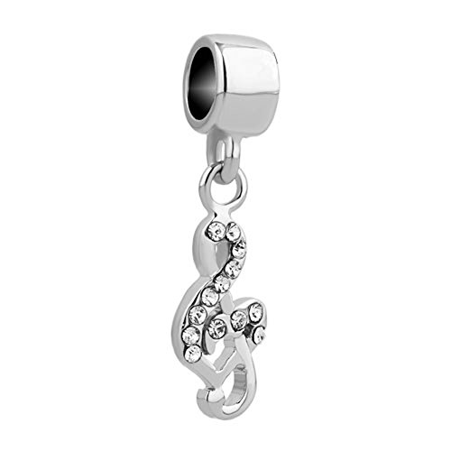 CharmSStory Music Notes Charm Melody and Heart Dangle Beads for Charm Bracelets Necklaces (Music Note Style 02)