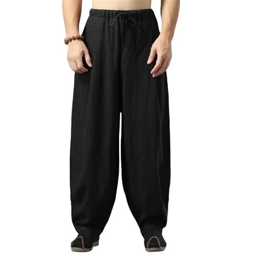 Pantalon lanterne homme en lin et coton coupe ample style zen