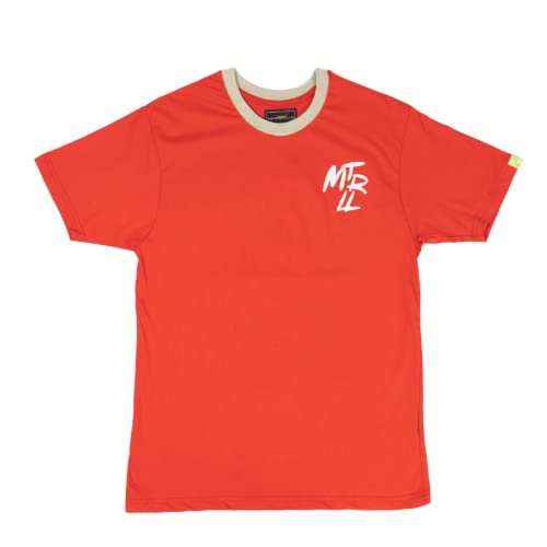 Metropollie - Camiseta de Manga Corta, Colección Flmenca con Estampado de Graffiti con Marco, Diseño Slim Fit Unisex - Roja y Beige, Tallas Desde XS hasta 2XL Cover