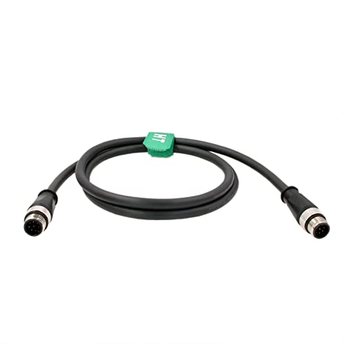 HangTon M12 A Coding 8 pin Male to 8 pin Male Signal Cable for Industrial Controls Automation, Device Network, IO Link, Profibus, Actuator Sensor 3M