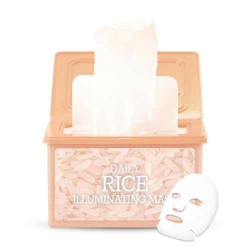 tenzero Daily Rice Illuminating Mask (30 Sheets), Hydrating, Soothing & Nourishing Face Mask, For...
