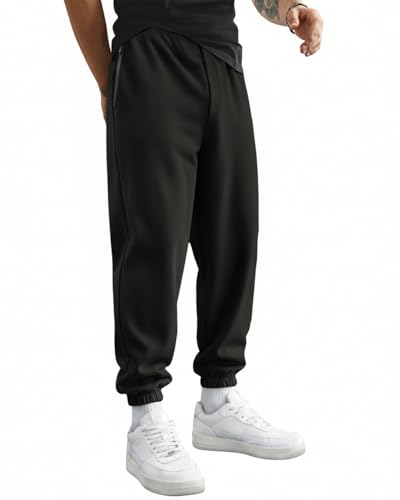 Image of Bewakoof Men's Solid Oversized Fit Cotton Joggers