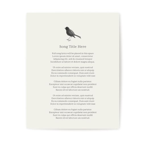 Custom Song Lyrics Poem Quote, Personalized Inspirational Bird Wall Art