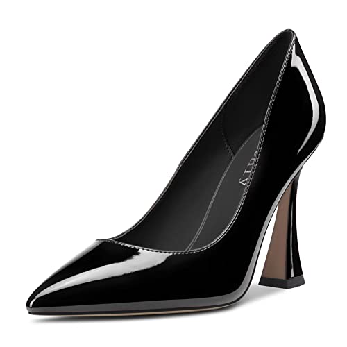 DearOnly Women Chunky Block High Heel Pointed Toe Pumps Slip-on Wedding Dress Basic Classic 3.9 Inches Heels