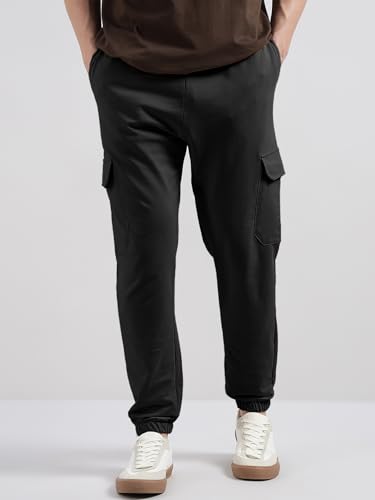 Image of Veirdo 100% Pure Cotton Regular Fit Mid Rise Trackpants with Side Pocket for Men & Boys