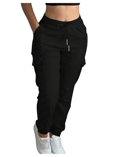 SweatyRocks Women's Cargo Pants Drawstring Waist Joggers Long Trousers with Pockets