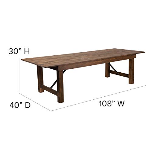 Flash Furniture Hercules Series 9' X 40" Rectangular Antique Rustic Solid Pine Folding Farm Table #TOP2