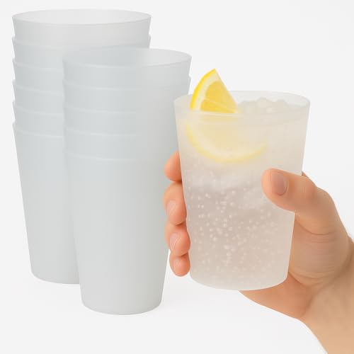 100 Vasos Reutilizables 480 ml Sanjoma | Plástico Duro y Transparente Reforzado | Resistentes y Duraderos Aptos para lavavajillas | Ideales para Cubatas, Cerveza, Sidra, Fiestas y Eventos | Sin BPA