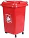 MJMJ Cestino dei rifiuti Cestino, Cestino può Ordinare A Rotella, Giardino Il Centro Commerciale Plastic Trash può Essere Facile da Spostare All'aperto Cestino(Size:50L,Color:Rosso)