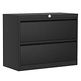 GarveeHome 2-Drawer File Cabinet with Lock, Metal Lateral Filing Cabinets for Letter/Legal Size Documents, Heavy Duty File Storage for Home Office, Black