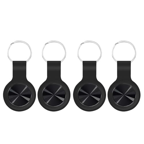 Smart Tracker Tag with Keychain,4 Pack Global Locator Tracking Device for Samsung, Android and iOS. Item Finder for Keys, Wallet, Luggage, Bags and More, Black