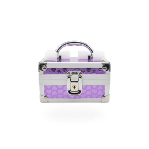 Mini Maleta de Maquiagem e Bijuterias Portátil com Espelho e Chave MDF Reforçado com Liga de Alumínio e PVC, Compacta, com Alça Ergonômica (LILÁS)