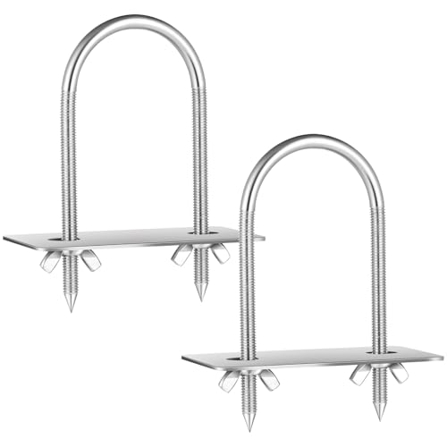 Otoolling 2 Pack Stainless Steel Rotisserie Fork U Bolt for Pig Spine 5.5 Inch Long 2 Inch Wide Spit Rod Meat Trussing Rotisserie Part Grill Accessories for Whole BBQ Hog Lamb Turkey Dishwasher Safe