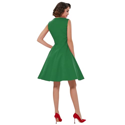Image of KILLREAL Women's Vintage Polka Dot Print A-Line Pin Up Style Sleeveless Cocktail Party Casual Dress