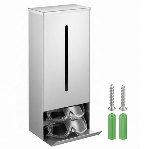 Otoolling Stainless Steel Safety Glasses Dispenser with Lid, Wall Mount, Countertop, 16 x 6.75 x 5.75 Inches Dustproof Safety Glasses Holder Case for Lab Industrial Factory Protective Eyewear Goggles