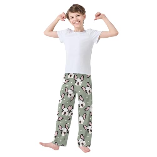 Boys' Pants Cute Cartoon Dog Puppies French Bulldog Long Bottom Jogger Pants Elastic Waist Trousers with Pockets S-XL2