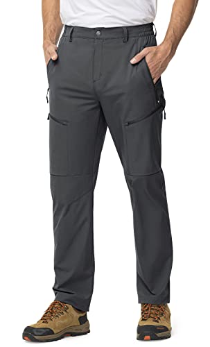 Tbmpoy Men's Lightweight Hiking Travel Pants 5 Zip Pockets Stretch Quick Dry Work Pant Cargo Outdoor Camping Fishing Dark Grey 36 #TOP5