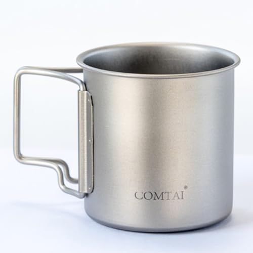 FACAIIO Tasse de camping en titane – 450 ml – Vaisselle légère d'extérieur pour randonnée, voyage, randonnée, randonnée, sac à dos, 0,5 mm d'épaisseur