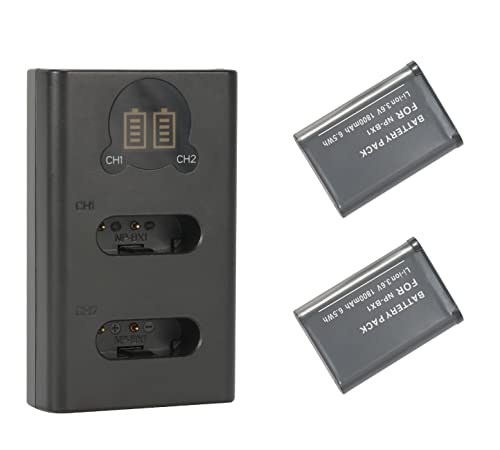 Batería de Repuesto (Paquete de 2) Smart LED Cargador Dual USB Compatible para Sony NP-BX1 M8, ZV1, ZV-1, DSC-RX100, DSC-RX100 II, DSC-RX100M II, HDR-CX405 Cover