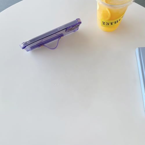 Coque iPhone 15 Plus évite les chutes avec sa béquille violette