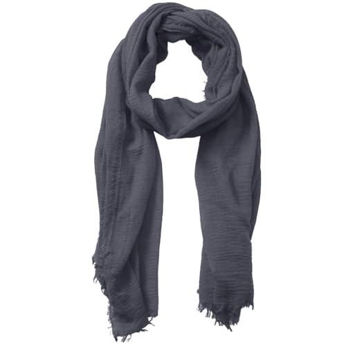 Image of Lightweight Cotton Blend Scarf for Women Men | Large,Breathable,Thin,Soft,Crinkle Scarf,Hijab Head Wrap,NeckScarf,Everyday,Travel Scarf,Summer Dress Scarves Holiday Gift
