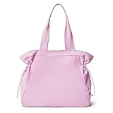 ilyswee Nylon Tote Bag for Women, Large Shoulder Bag Medium Hobo Bag, Lightweight Waterproof Gym Tote, 18L Side-Cinch Shopper Handbags for Work College Travel Casual, Purple Pink