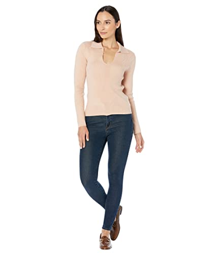 Image of Calvin Klein Women's Johnny Collar V Neck Lightweight Long Sleeve Comfortable Sweater