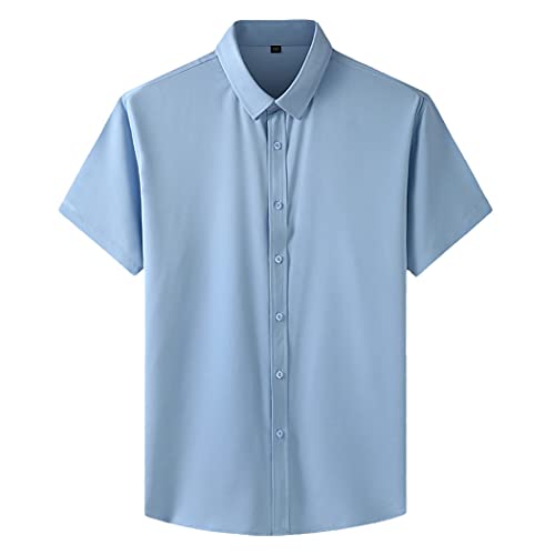 Chemise d'été homme coupe ample bleu grande taille XXXXXL manches courtes