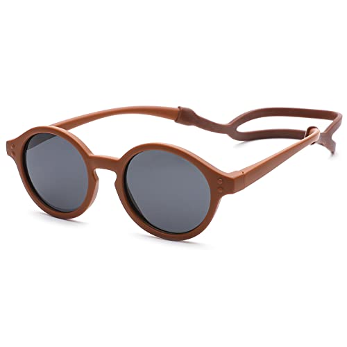 Image of COASION Baby Polarized Sunglasses with Strap Adjustable TPEE Flexible Frame for Toddler Girls Boys Age 0-36 Months