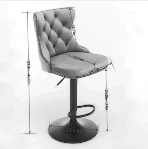Butacos Giratorios Ajustables de Terciopelo Merax, Altura del Asiento Ajustable de 25 a 33 Pulgadas, Base de 17,7 Pulgadas, Modernos con Respaldo y Acabado Tufted para Pub en Casa e Isla de Cocina, Juego de 2, Color Naranja miniatura 2