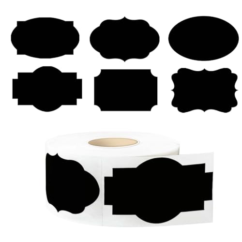 ギフトタグステッカー ネームラベルステッカー 350枚 2インチ x 1.2インチ ファンシーシェイプステッカー 自己粘着 ハンドメイド ボトル 多目的ジャーラベル プレゼント用 化粧品 デコレーション ジャー フードクラフト (ブラック)
