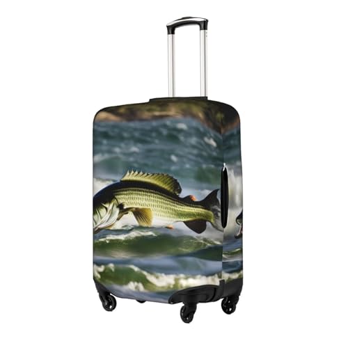 Yanyu Bass Fishing Wave Print Universal Suitcase Cover Elastic Washable Travel Luggage Protector Adult Luggage2