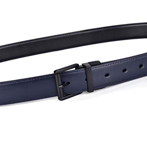 Image of Beltox Men's Belt Dress Casual Reversible Leather 1.1 inch w Roller Buckle Rotated