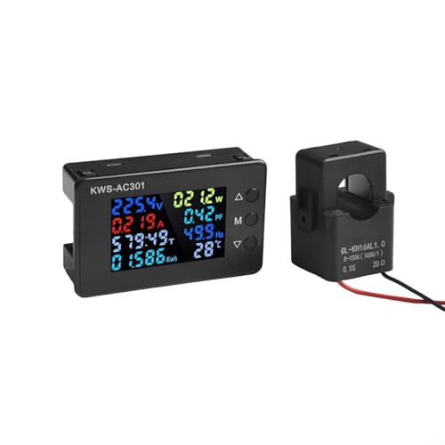 Multi Function Electricity Meter Monitors Voltage (50 300V), Current (0 100A), Energy Consumption & More